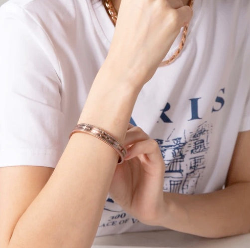 Copper Magnetic Cross Bracelet And Ring Set