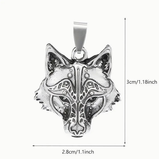 Silvery Wolf Head On 22 Inch Length Adjustable Leather Cord