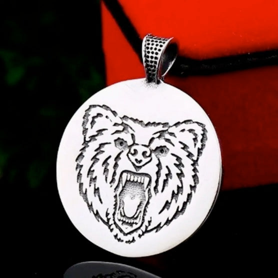 Alloy Animal Bear Paw Pendant Necklace on Leather Cord