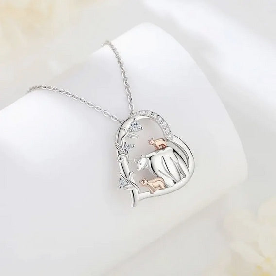 Two Toned Heart Black Bear With White Artificial Zirconias