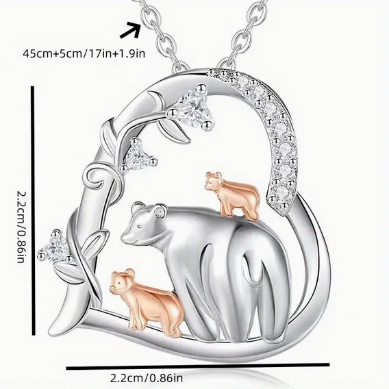 Two Toned Heart Black Bear With White Artificial Zirconias