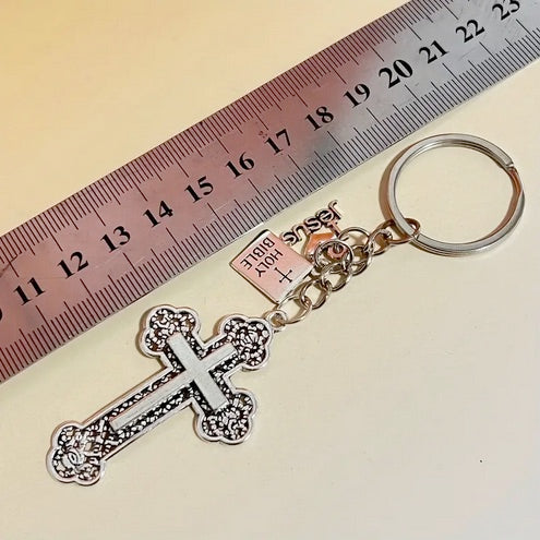 Exquisite Holy Book Cross Keychain - Religious Car Key Holders with Inspirational Prayer Quotes