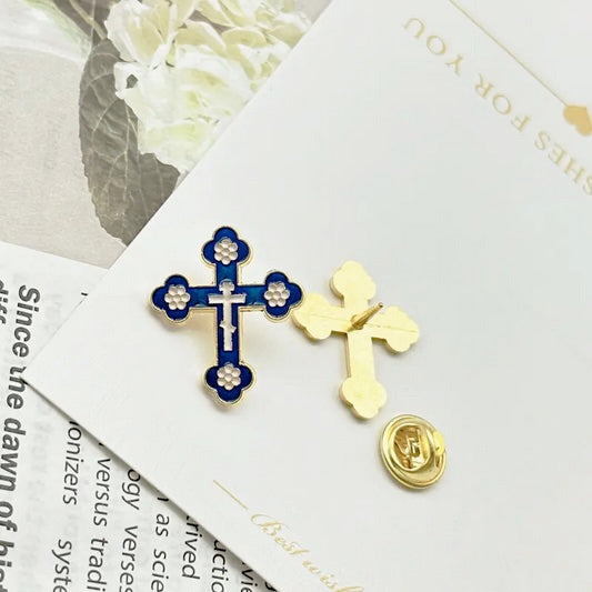 Black Cross Pin Brooch Clothes Backpack Decoration