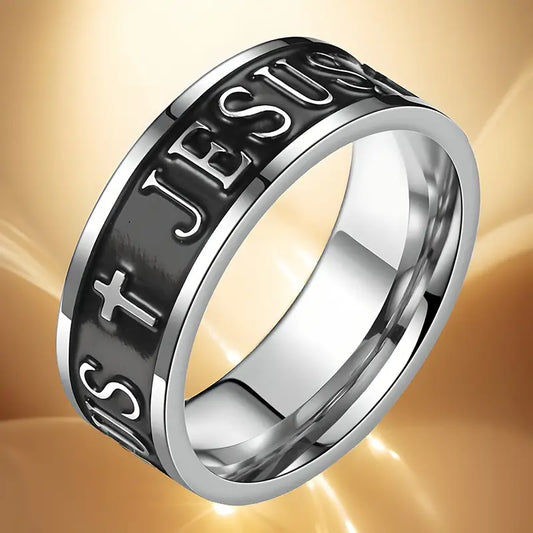 Black Jesus Cross Ring