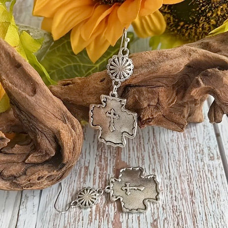 Bohemian Vintage Style Dangle Cross Earrings