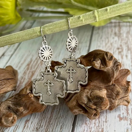 Bohemian Vintage Style Dangle Cross Earrings