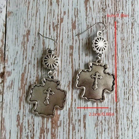 Bohemian Vintage Style Dangle Cross Earrings
