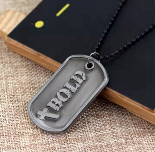 Men's Heavy "Bold" Metal Double Sided Cross Necklace With Joshua 1:9