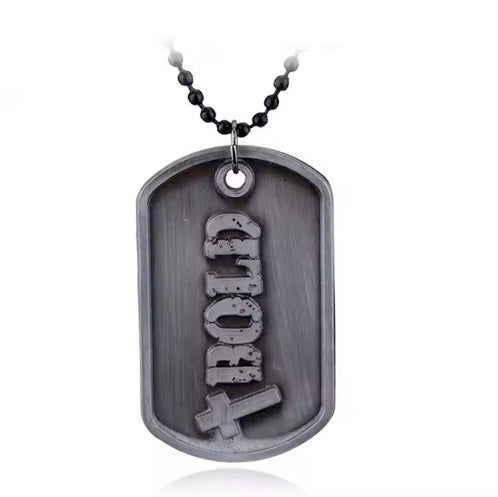 Men's Heavy "Bold" Metal Double Sided Cross Necklace With Joshua 1:9