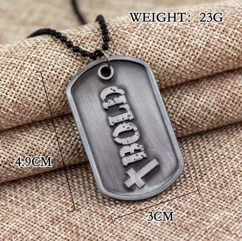 Men's Heavy "Bold" Metal Double Sided Cross Necklace With Joshua 1:9