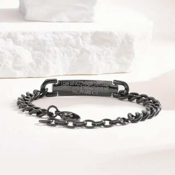Men's American Flag Hidden Bible Verse Link Bracelet