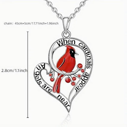 Cardinal Jewelry Set - Heart Necklace And Earrings