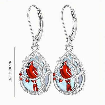 Cardinal Jewelry Set - Heart Necklace And Earrings