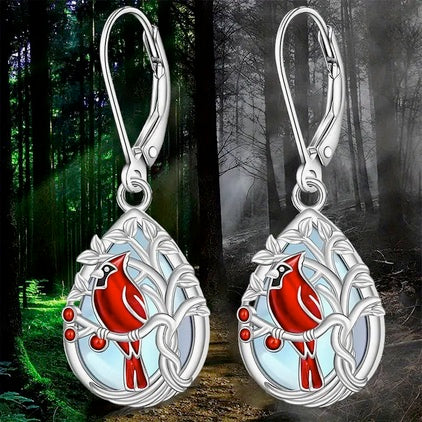 Cardinal Jewelry Set - Heart Necklace And Earrings
