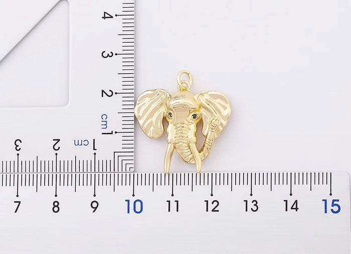 Gold Color Copper save the Elephant Necklace with Cubic Zircon Chain