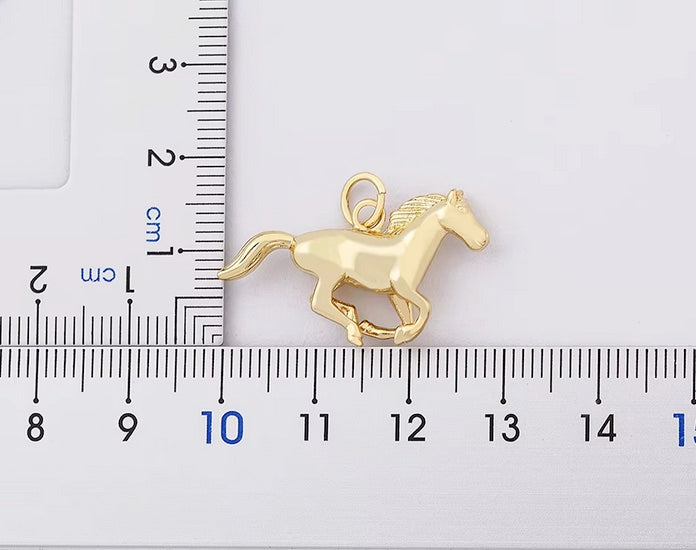 Gold Color Copper save The Wild Horse Necklace with Cubic Zircon Chain