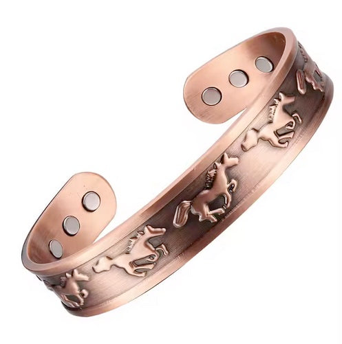 BioMagnetic Copper Horse Cuff Bracelet - Self Adjusting