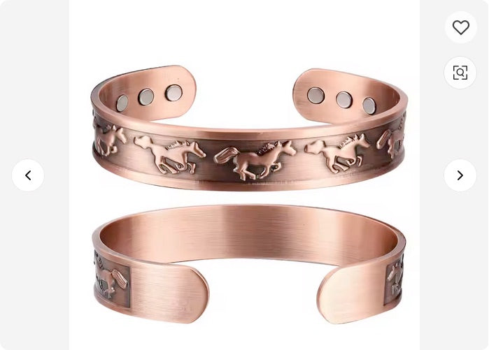 BioMagnetic Copper Horse Cuff Bracelet - Self Adjusting