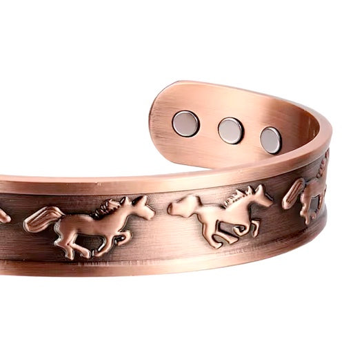 BioMagnetic Copper Horse Cuff Bracelet - Self Adjusting