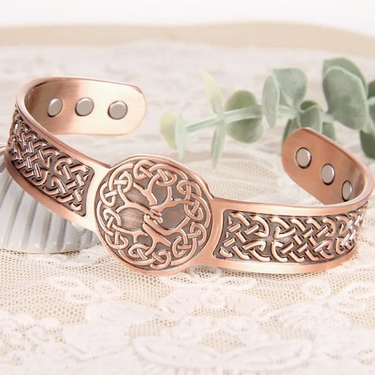 Men & Women's Copper Magnetic Bracelet with Tree of Life & Celtic Knot Design