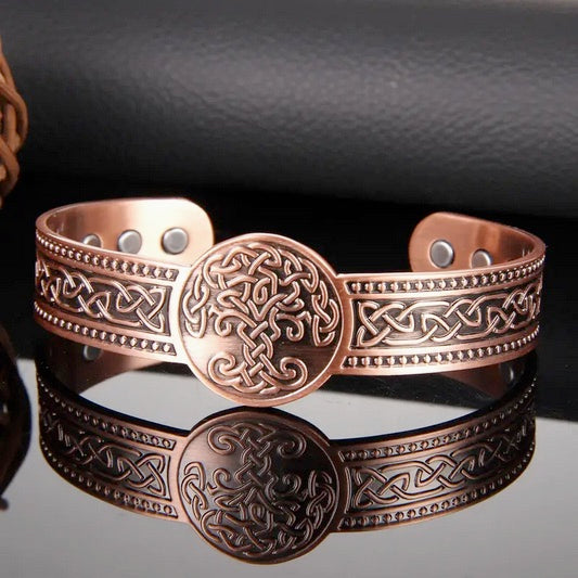 Men & Women's Copper Magnetic Bracelet with Tree of Life & Celtic Knot Design