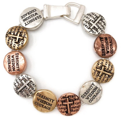 Serenity Wisdom And Courage Cross Link Bracelet