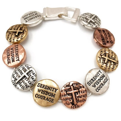 Serenity Wisdom And Courage Cross Link Bracelet