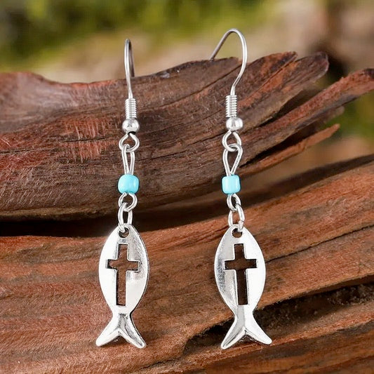 Fish Cross Earrings
