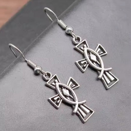 Cross Fish Earrings
