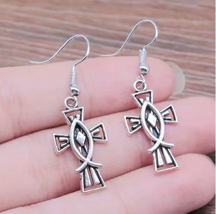 Cross Fish Earrings
