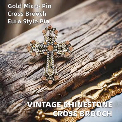 Elegant Crystal Cross Brooch