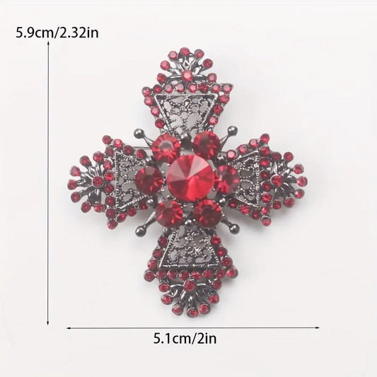 Vintage Elegance Rhinestone Cross Brooch