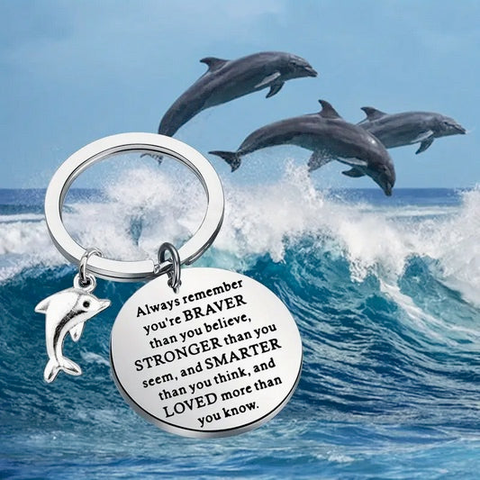 Save The Dolphin Inspirational Stainless Steel Keychain