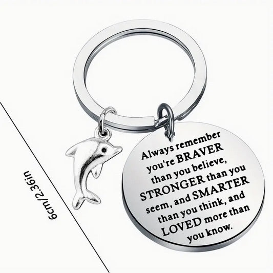 Save The Dolphin Inspirational Stainless Steel Keychain