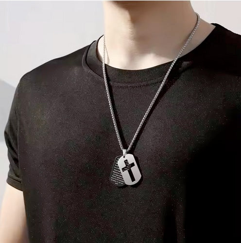 Double Pendant With Cross And Serenity Prayer