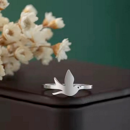Small Dove Of Peace And Holy Spirit Ring - Two Colors - Self Adjustable