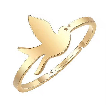 Small Dove Of Peace And Holy Spirit Ring - Two Colors - Self Adjustable