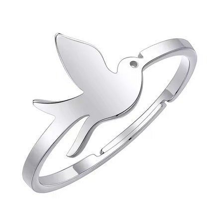 Small Dove Of Peace And Holy Spirit Ring - Two Colors - Self Adjustable