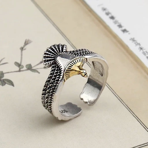 Spread Eagle Two Tone Bracelet And Ring Set