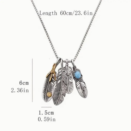 Striking Eagle Feathers And Eagle Claw Necklace