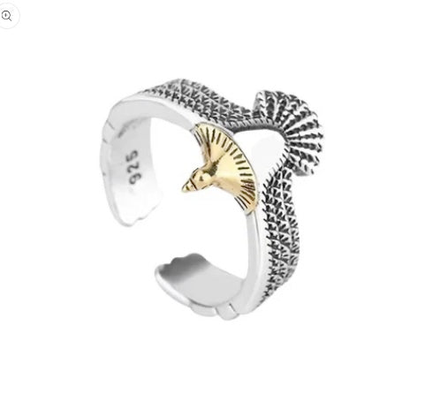Spread Eagle Two Tone Bracelet And Ring Set