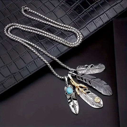 Striking Eagle Feathers And Eagle Claw Necklace