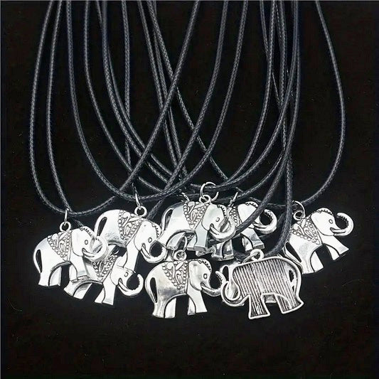 Elephant On Adjustable Length Leather Cord -One Piece