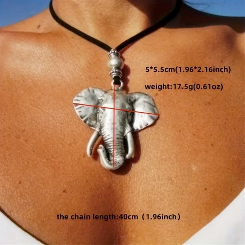 Vintage Bohemian save The Elephants Head Necklace - Zinc Alloy