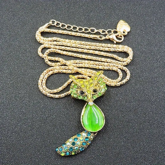 Emerald Green Fox Necklace