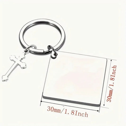 Four Bible Verses Inspirational Cross And Heart Keychain