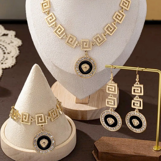 Elegant and Exotic Glass Mosaic Lion Set- Necklace- Bracelet - Earrings