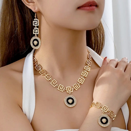 Elegant and Exotic Glass Mosaic Lion Set- Necklace- Bracelet - Earrings