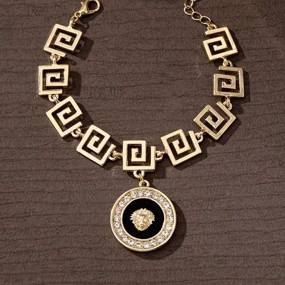 Elegant and Exotic Glass Mosaic Lion Set- Necklace- Bracelet - Earrings