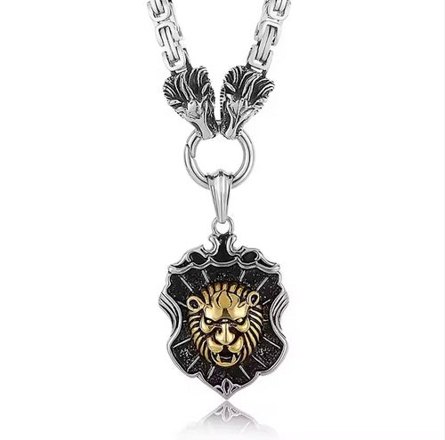 Heavy Nordic Gold Lion Head Stainless Steel Men’s Necklace